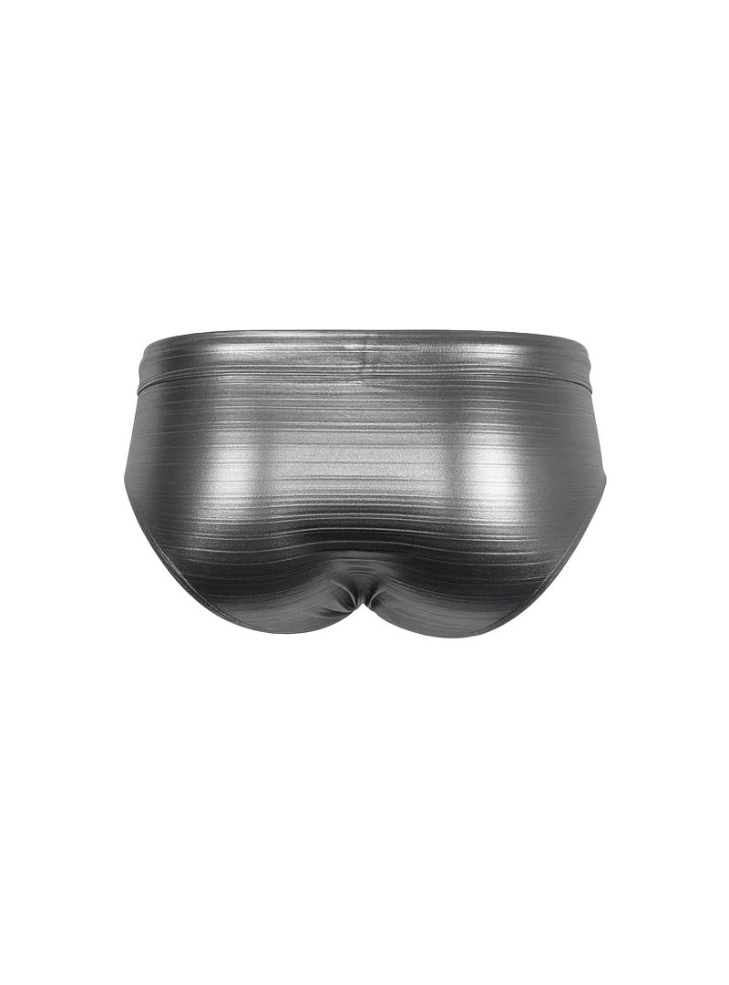 Shiny metallic silver briefs with sleek ribbed texture called tartarus metallic brief for stylish wear