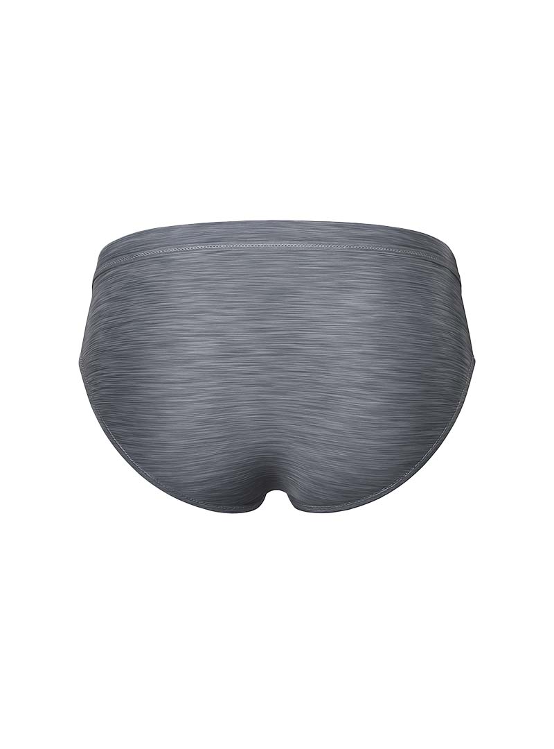 Gray textured tartarus swim brief with subtle heathered pattern and seamless waistband for comfortable wear