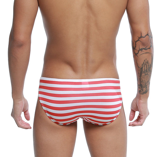 U-Station USA bikini U0022-606 red and white striped swim trunks for men with a comfortable fit