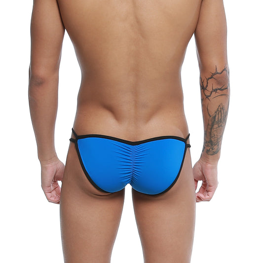 Bright blue ruched swim trunks with black trim from u station skeleton bikini royal u0062-432 collection