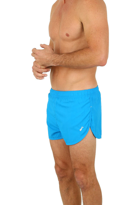 Uzzi running short bright blue athletic shorts with side slit and elastic waistband for comfortable running
