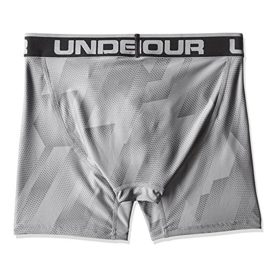 Under armour original 6in boxerjock boxer brief underwear in printed grey with geometric pattern and black waistband size l