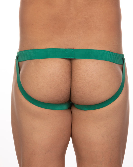 Green fabric briefs with wide waistband and side straps from undergear fizx mark solid knit jockstrap collection