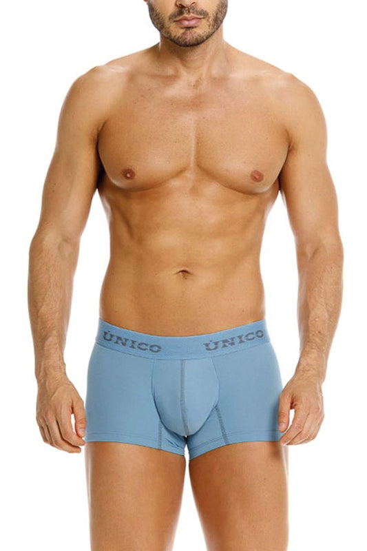 Light blue unico 26020100118 ventisca men’s boxer briefs with contoured pouch and elastic waistband