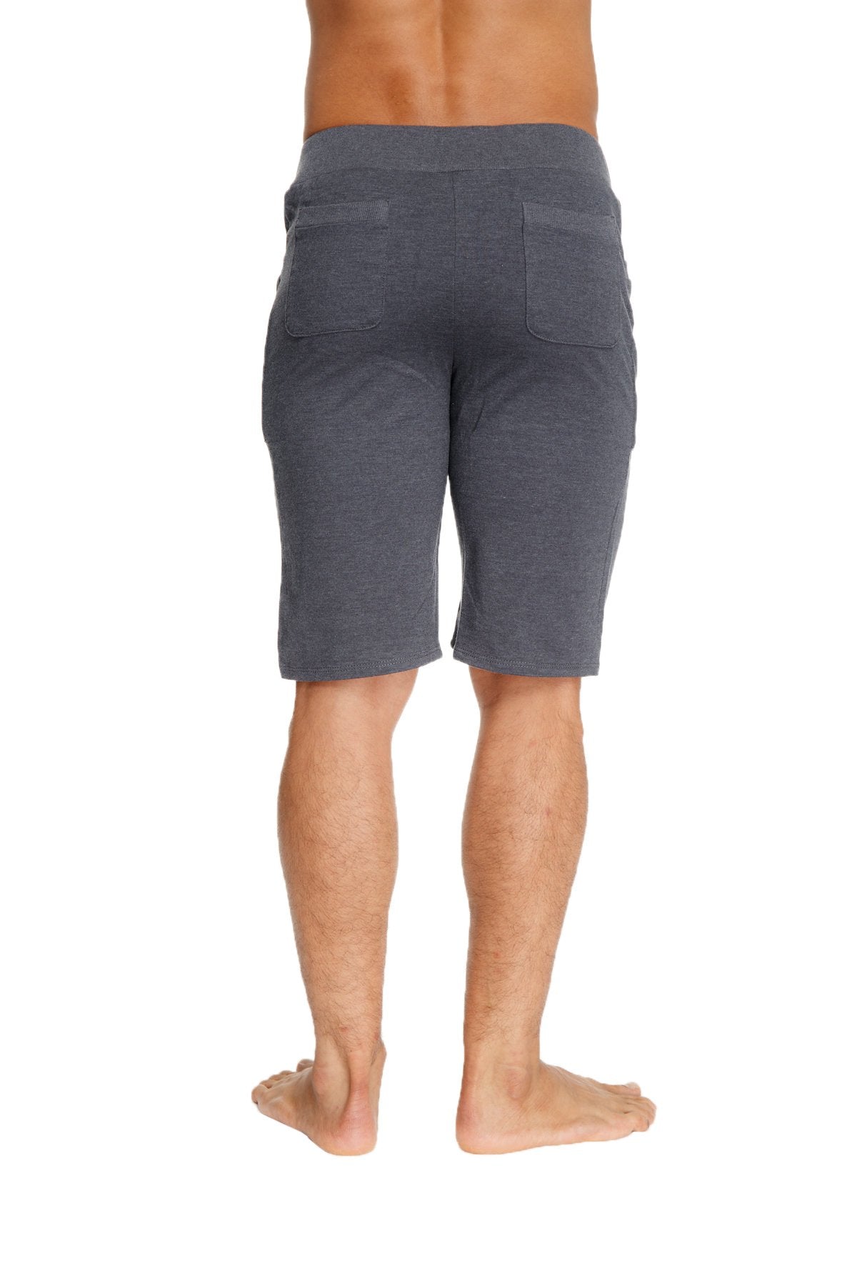 Urban tactical at home dress shorts charcoal showing the back side with dark gray soft textured fabric and two rear pockets