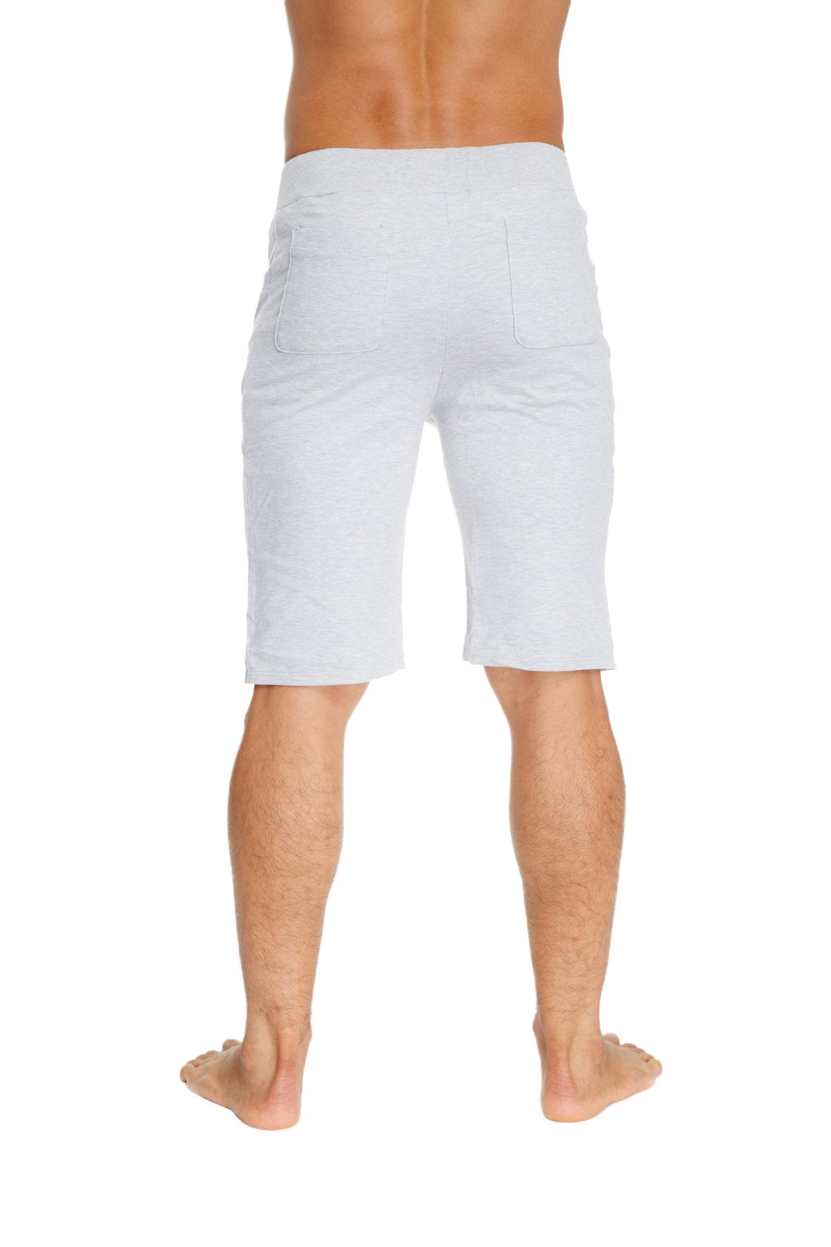 White cotton urban tactical at home dress shorts heather grey with relaxed fit and two back pockets shown from the back