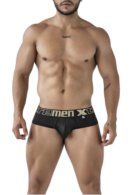 Black xtremen 41316 microfiber briefs with gold and white xtreme men xt waistband logo