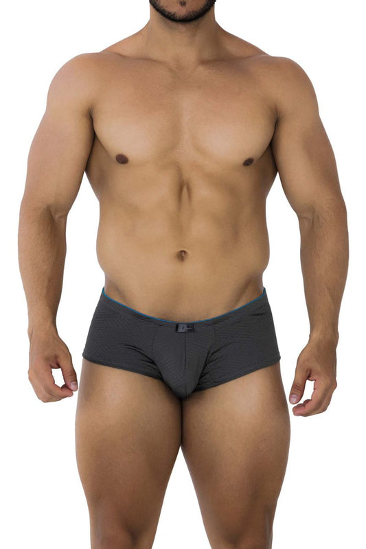 Dark gray xtremen 91190 jacquard briefs with subtle blue trim along the waistband for comfortable wear