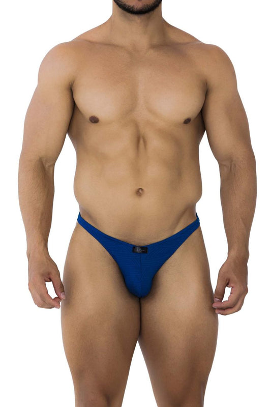 Royal blue xtremen 91191 jacquard thong with a small black logo on the front made from jacquard fabric