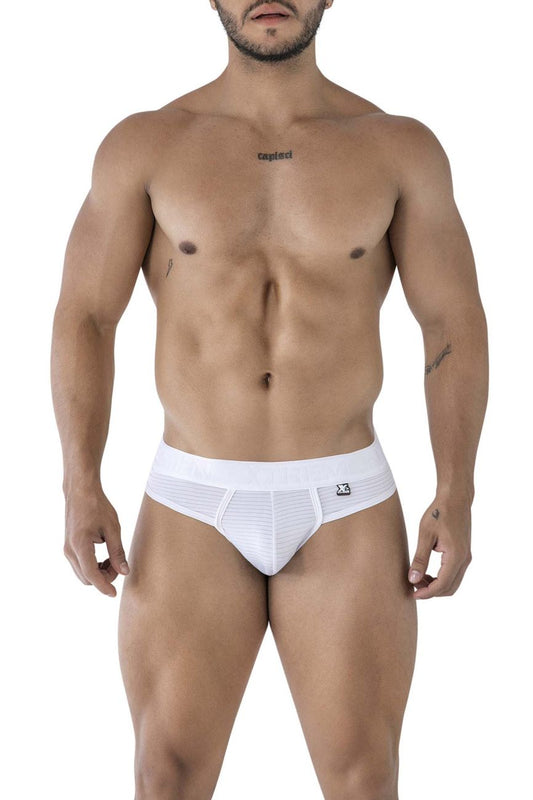 Xtremen 91211B microfiber white briefs with subtle ribbed texture and small logo on waistband