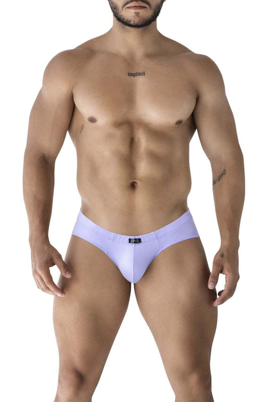 Xtremen 91218 microfiber briefs in lilac featuring a sleek, smooth fabric and a small black logo on the waistband
