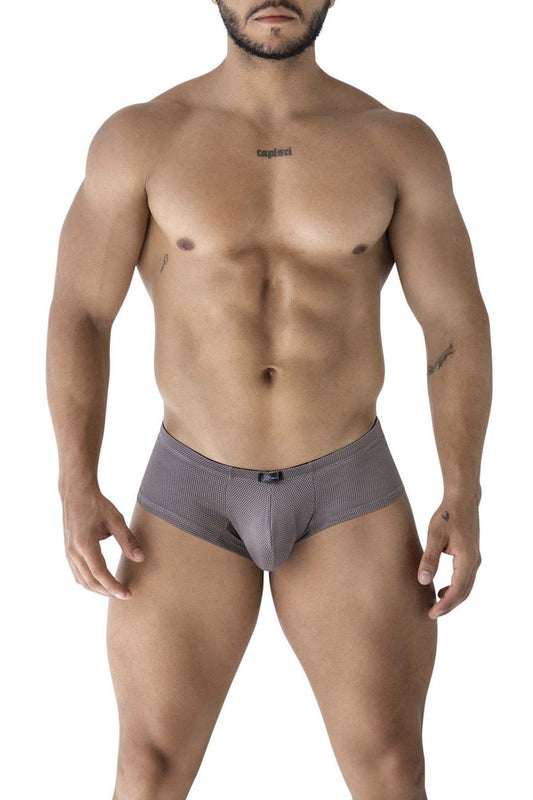 Xtremen 91225 microfiber gray men’s briefs with a subtle pattern and black brand tag at the waistband