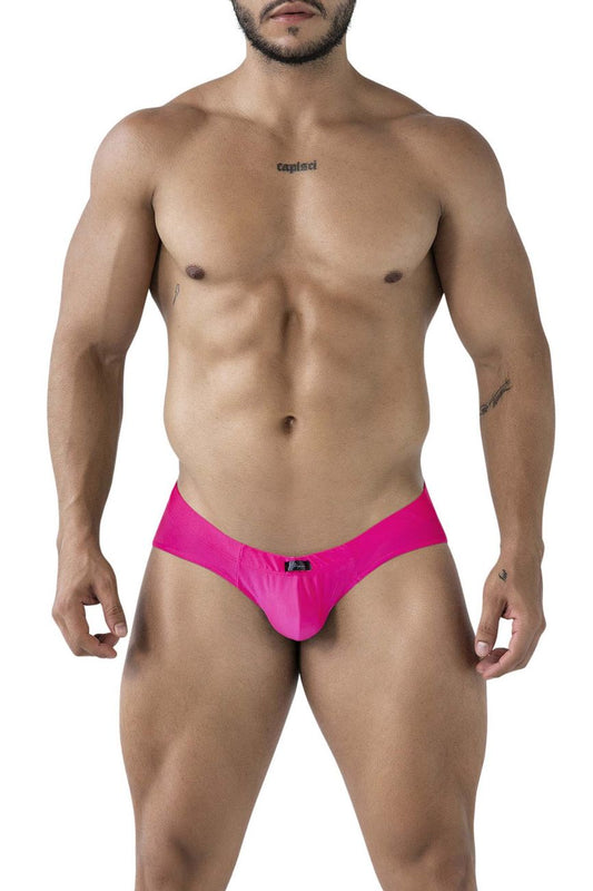 Xtremen 91233 microfiber briefs in bright fuchsia with sleek smooth fabric and black brand tag at the waistband