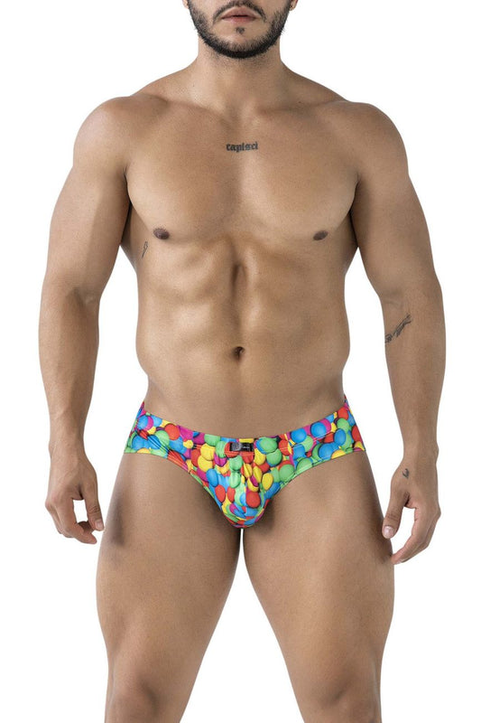 Xtremen 91248 printed briefs in vibrant rainbow colors with glossy candy-themed bubbles for playful everyday wear