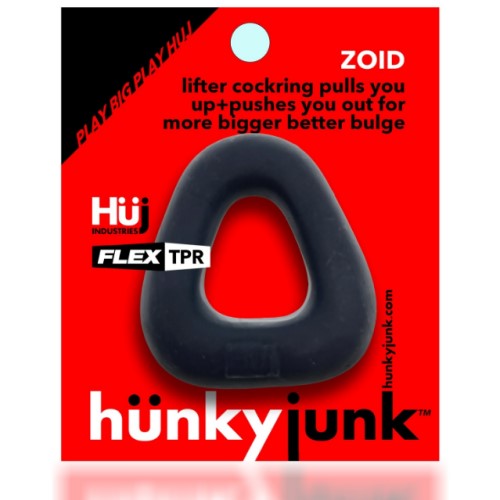 Black silicone zoid wide-base bulge c-ring with a triangular opening by hunkyjunk for enhanced fit and comfort