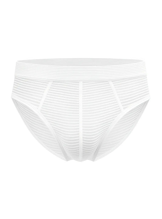 ActiveStripe cotton briefs in white with white stripes feature a smooth elastic waistband and subtle vertical ribbing