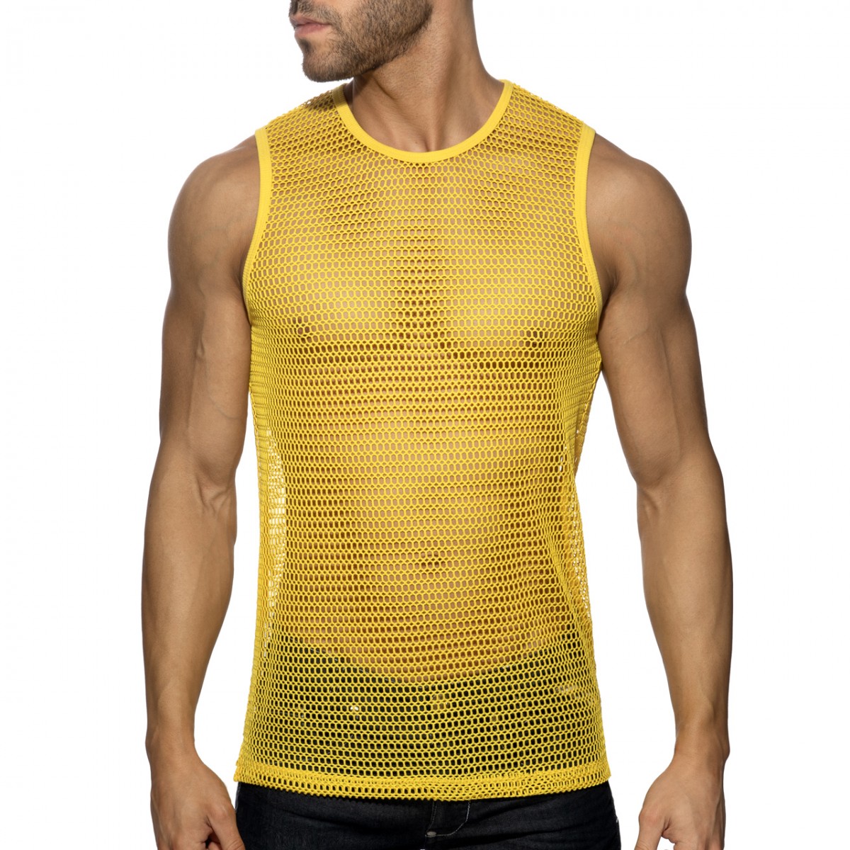 Addicted Openwork Fabric Tank Top - Yellow