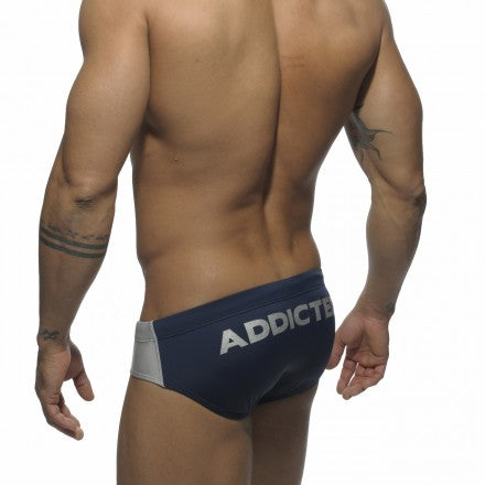 Addicted Silver Logo With Matching Contrast Bikini Swimwear Navy ADS043 Size S