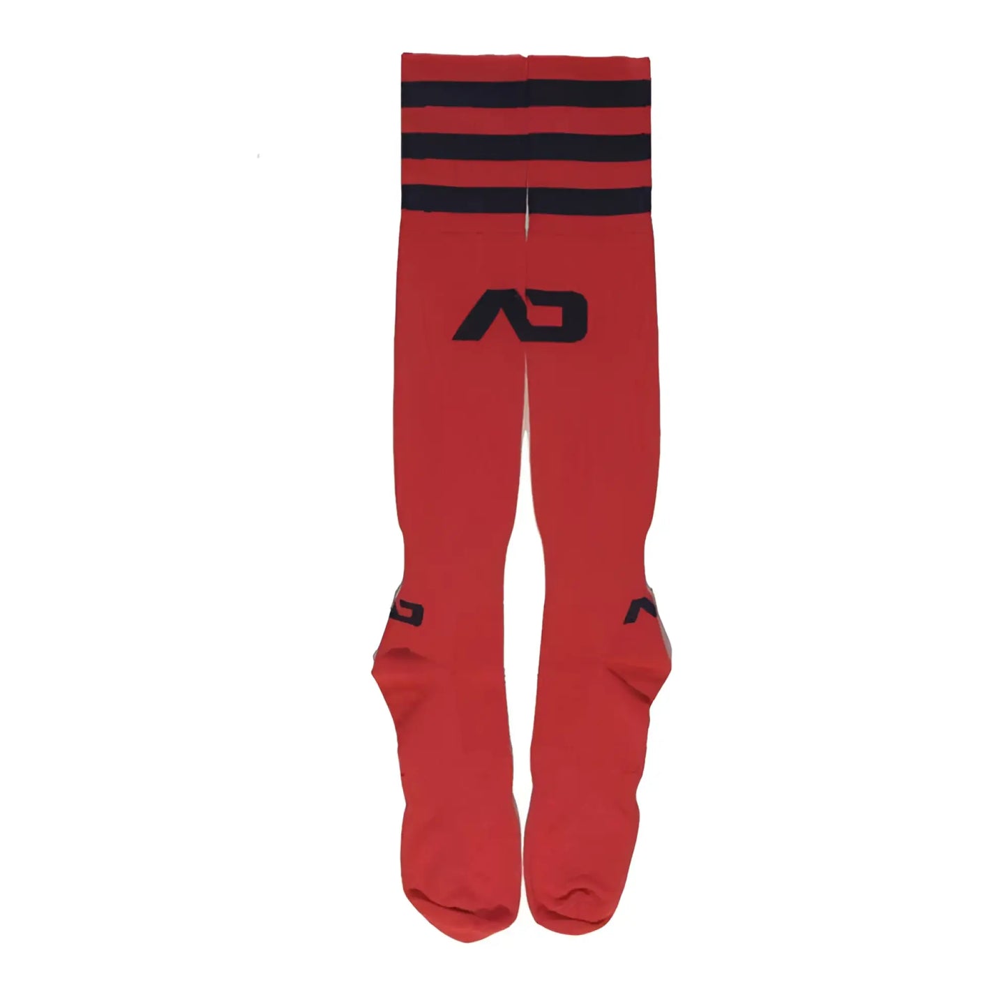 Red athletic socks addicted basic socks red ad382 size l/xl with black stripes logo snug fit and reinforced toe area