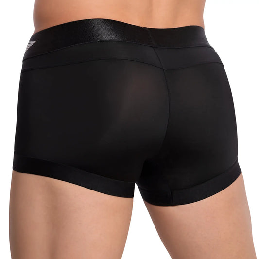 Black agacio agg061 armor boxer trunk with shiny elastic waistband and smooth form-fitting fabric