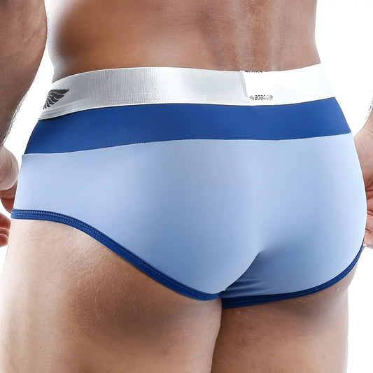 Agacio agh009 brief blue and silver striped men’s underwear with sleek form-fitting design
