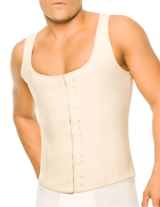 Cream-colored structured latex corset with central lacing and adjustable straps ann chery 2033 beige body shaper