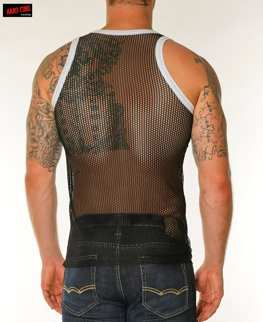 Go Softwear 4205 Herren-Tanktop aus Chain-Link-Netzstoff – Schwarz