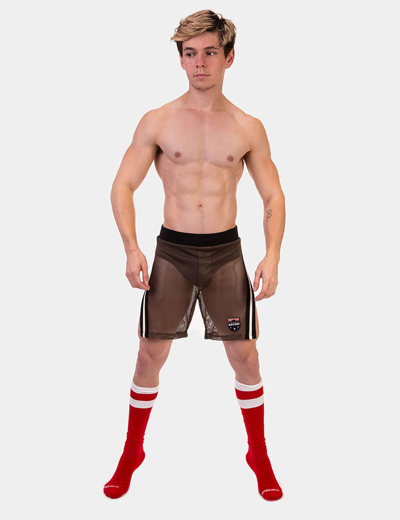 Barcode Berlin Eduard Split Sides Mesh Shorts Grün/Schwarz 91840-602 Größe L