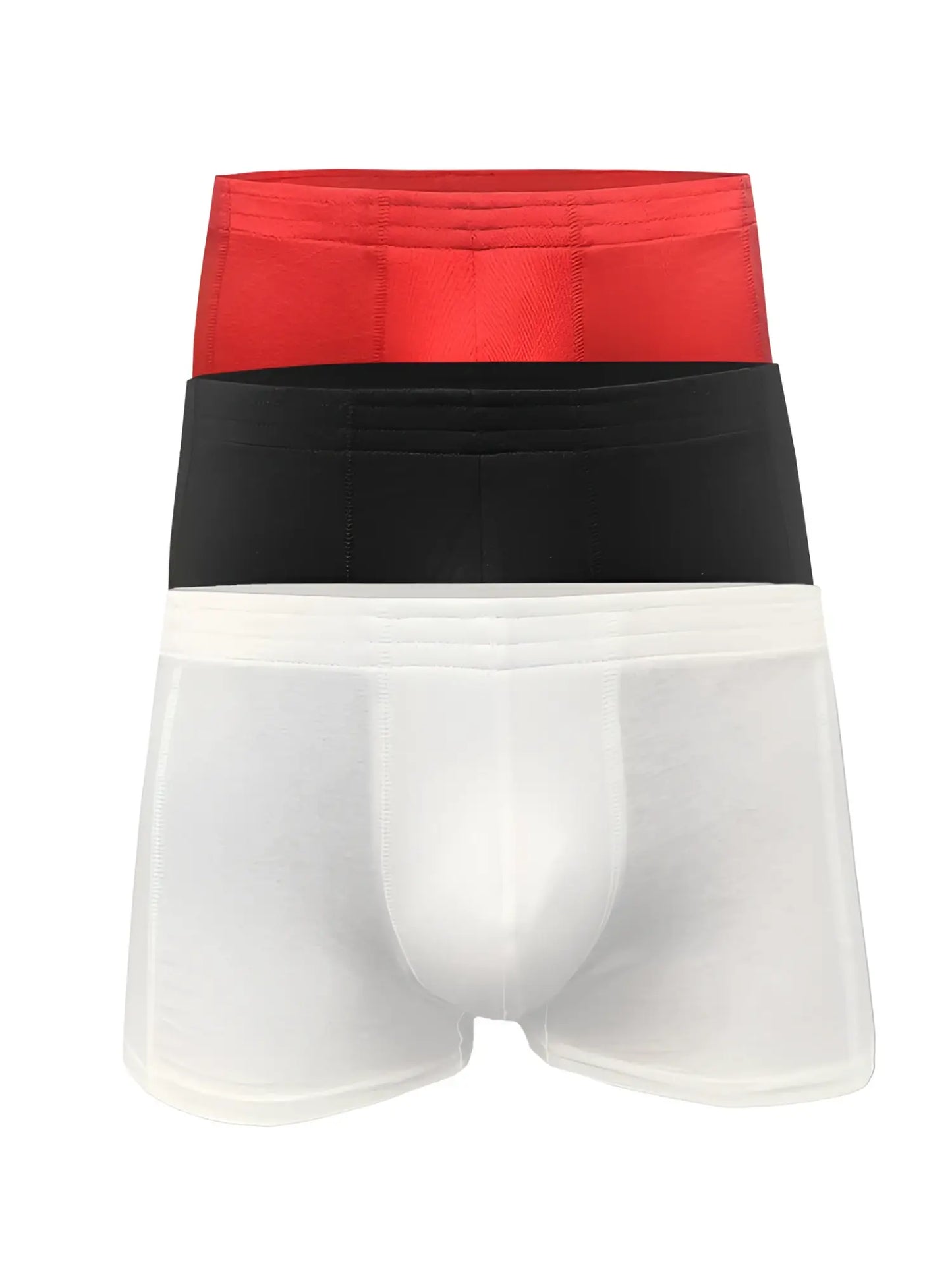 Basics trunk 3-pack men’s briefs in red black and white with smooth fabric finish for everyday comfort