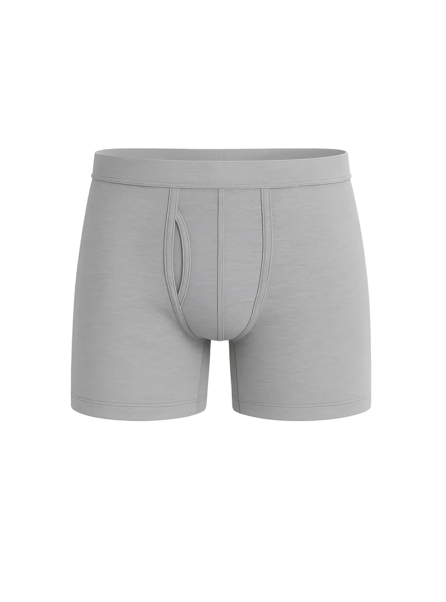 Gray heathered cotton big mans boxer brief with smooth seamless design and elastic waistband
