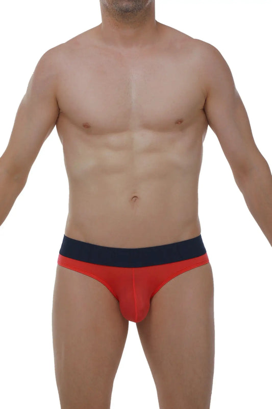 Bikini chisa plum crimson briefs in red and navy blue with snug form-fitting design for comfortable wear