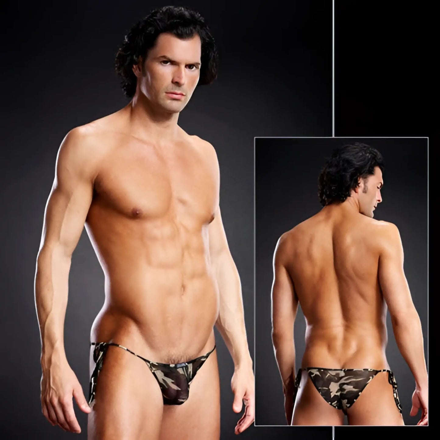Blue line pro-mesh camouflage print men’s briefs with side ties in size l/xl for comfortable support