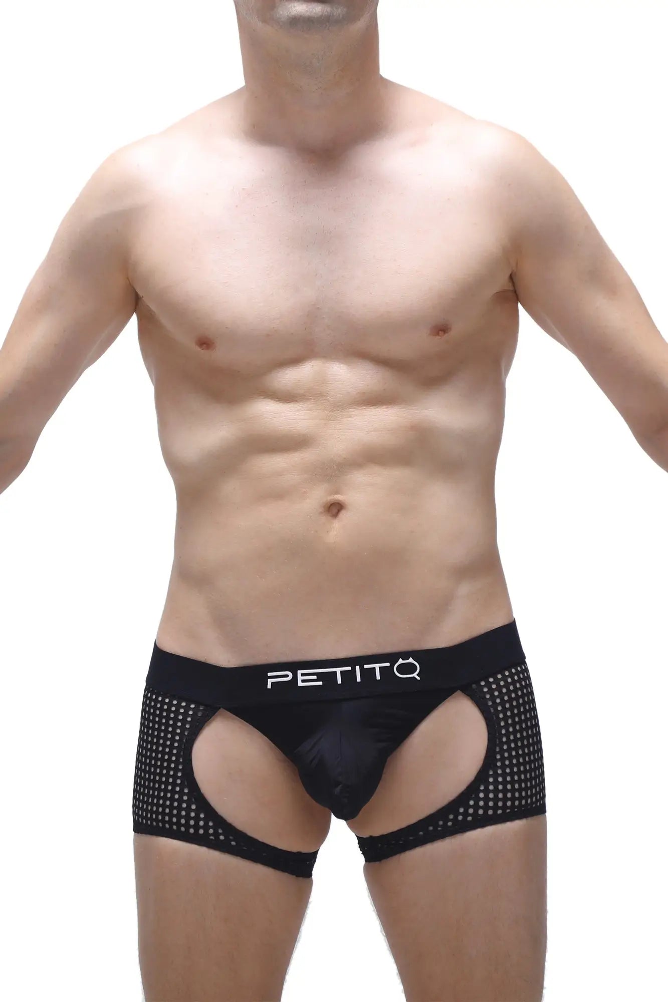 Black boxer moras durtol men’s briefs with mesh pattern and cutout design for breathable comfort