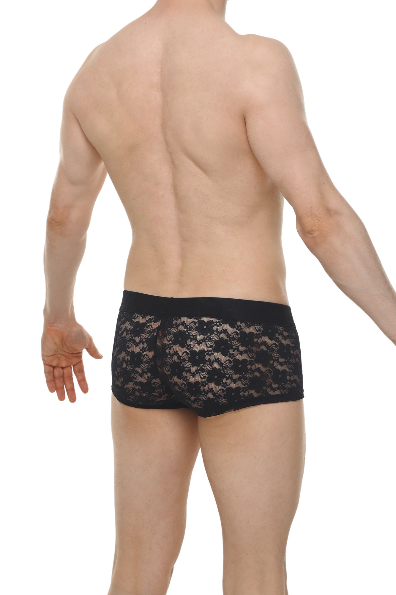 Black lace boxer briefs with solid black waistband from boxer algun lace black featuring sheer lace material