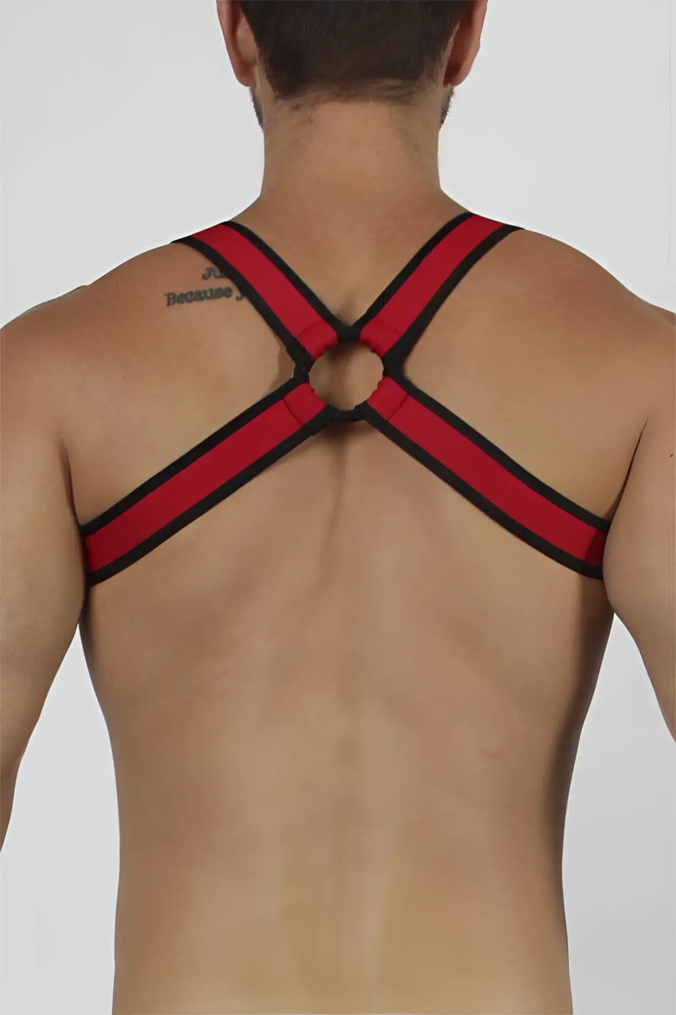Cellblock 13 bandit harness red size s with red and black stripes and central circular opening for secure fit