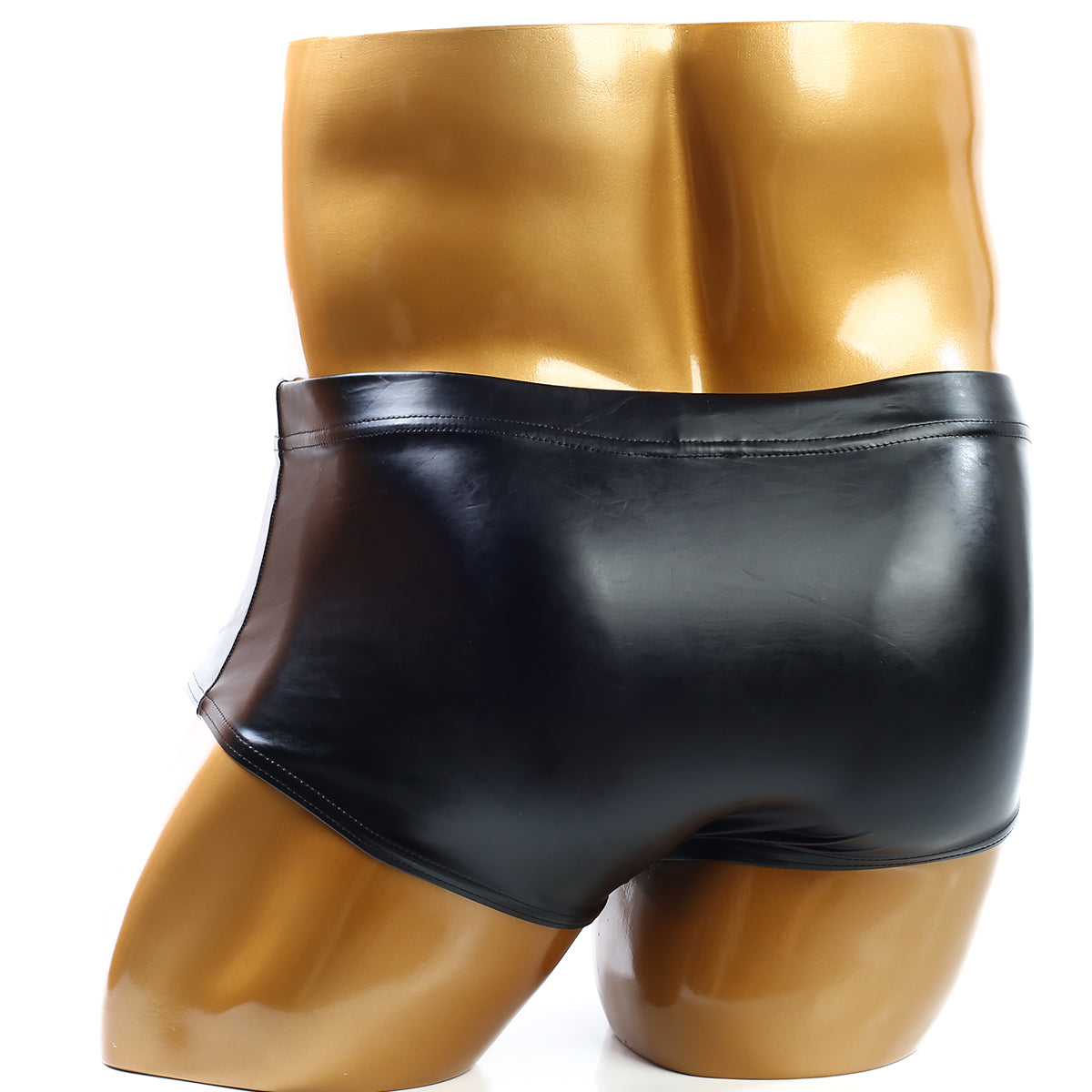 Black shiny faux leather briefs metro malewear posingwear classic body building trunk with sleek form-fitting design
