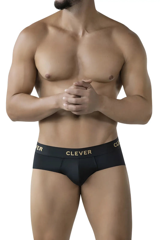Black clever 2028 valladolid briefs with gold logo on waistband in soft breathable fabric for everyday comfort