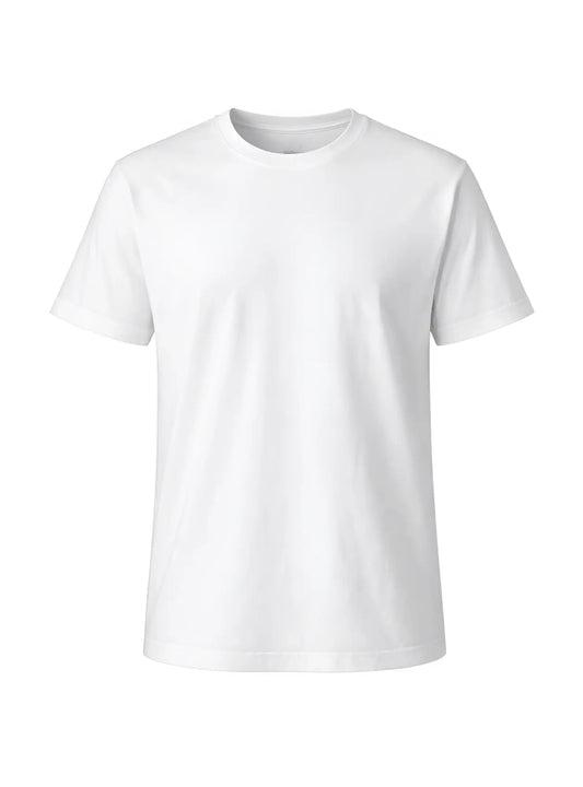 White cotton crew neck t-shirt with short sleeves ideal for casual wear and comfortable everyday use