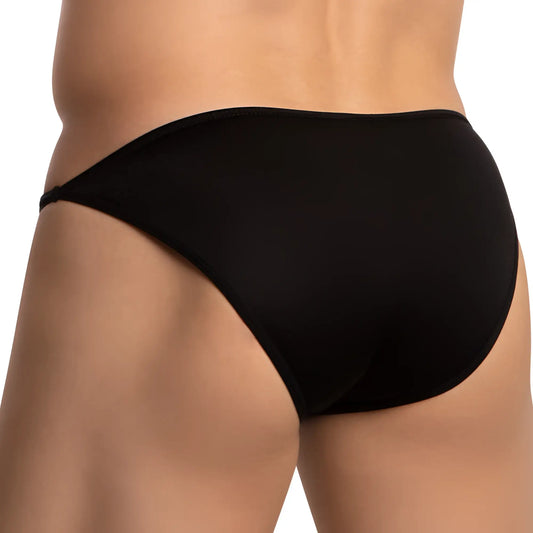 Black seamless briefs with a smooth, form-fitting design featuring a double-layer pouch from cover male cmi059 bikini
