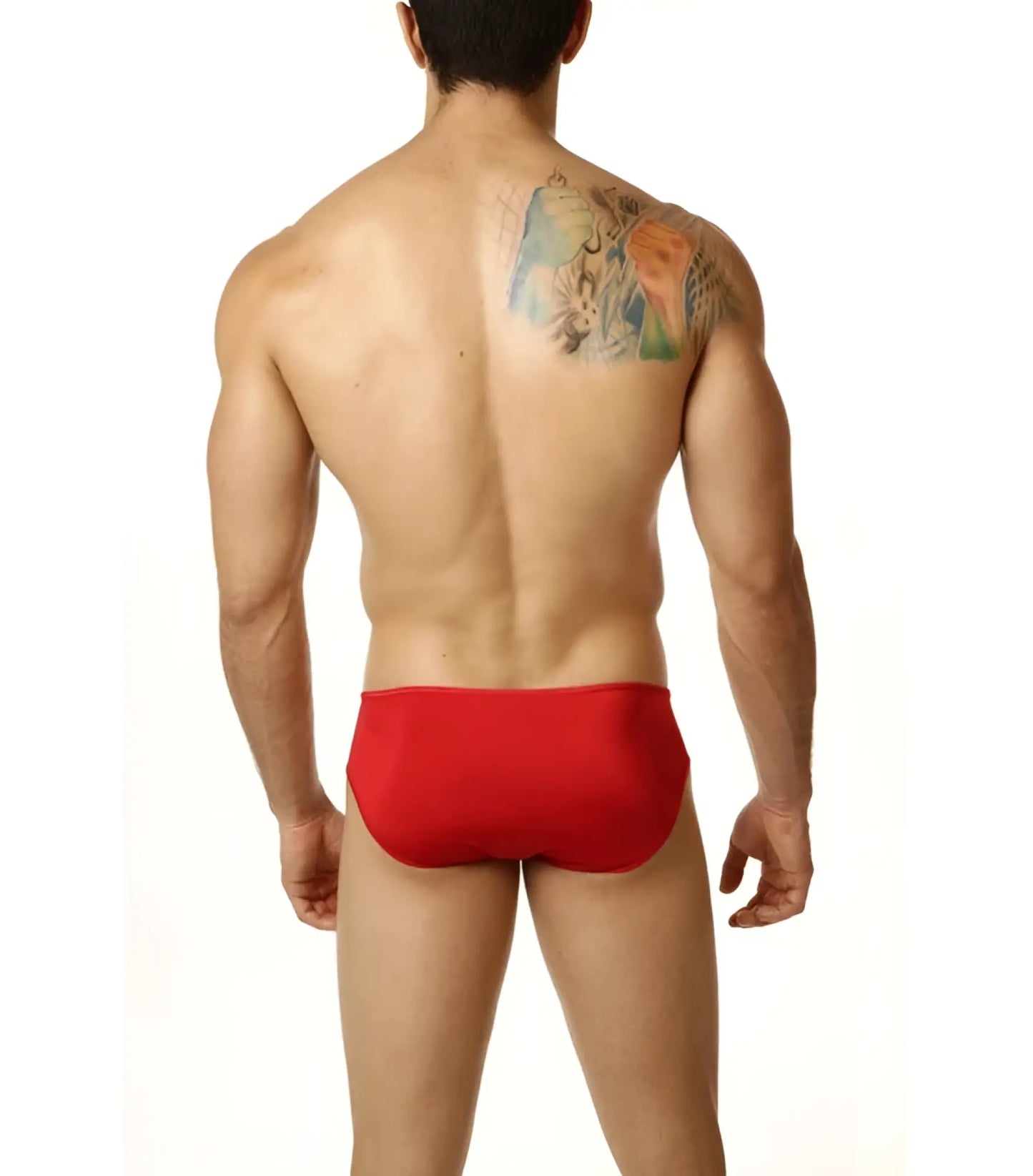 Red sheer pouch bikini underwear briefs cover male size s designed for comfort and style