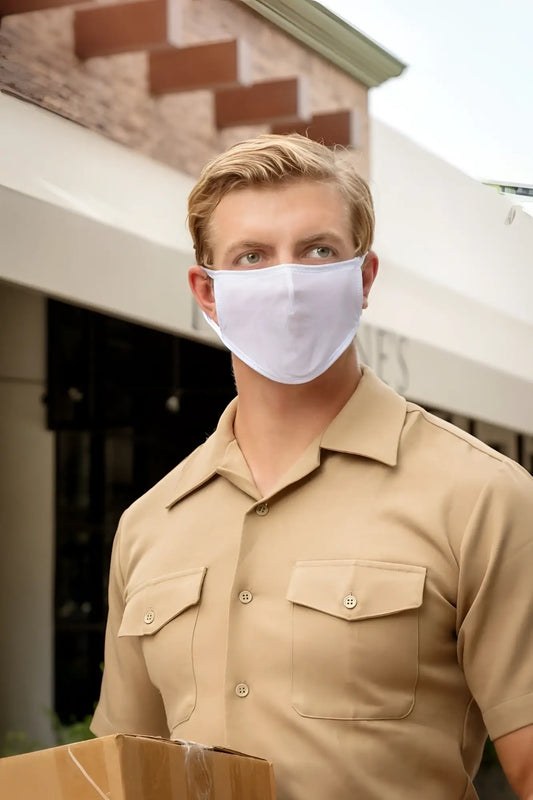 White fabric face mask cover male tap003 accessory showing breathable cotton material for daily use