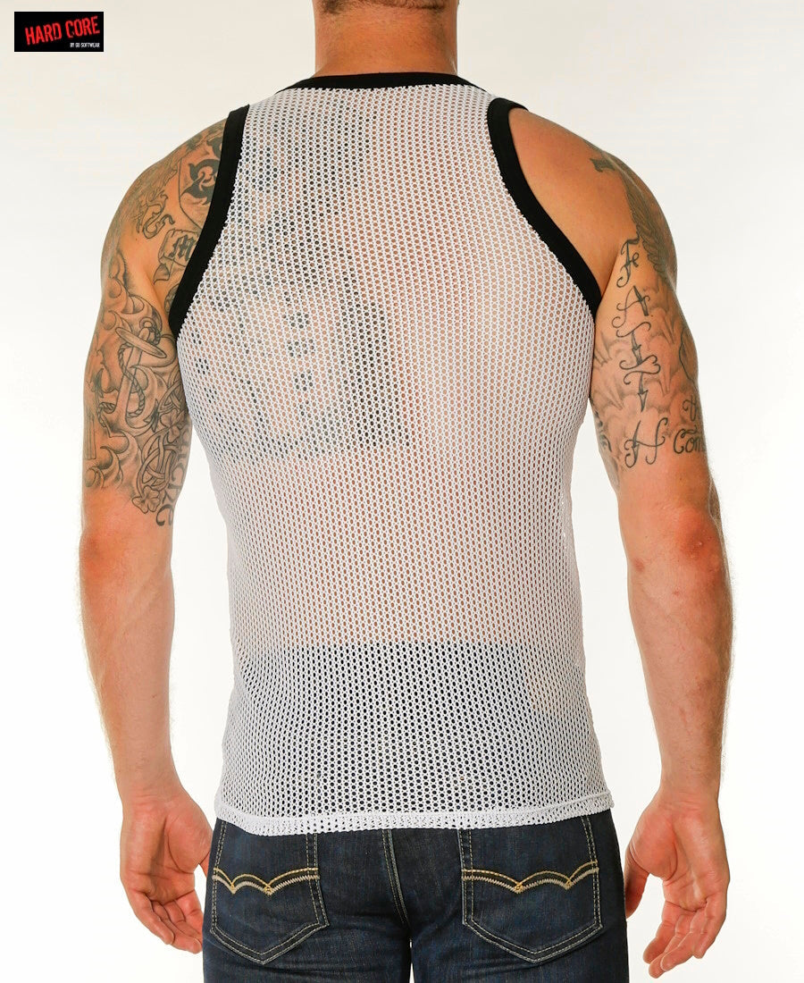 Go Softwear 4205 Herren-Mesh-Tanktop mit Kettengliedmuster – Weiß