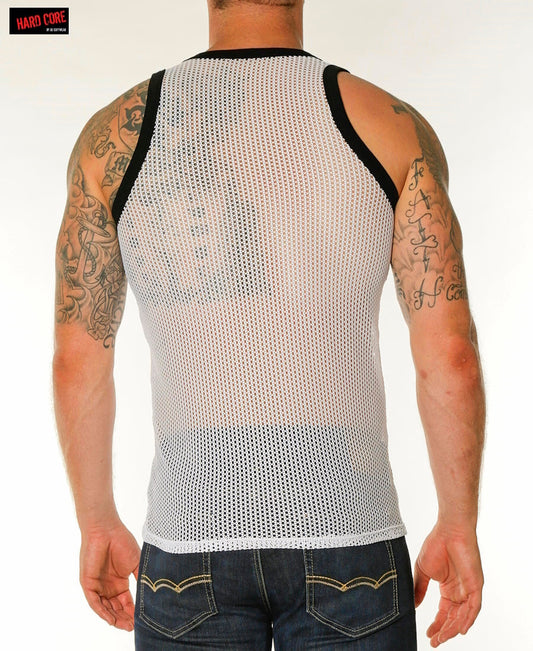 Go Softwear 4205 Herren-Mesh-Tanktop mit Kettengliedmuster – Weiß