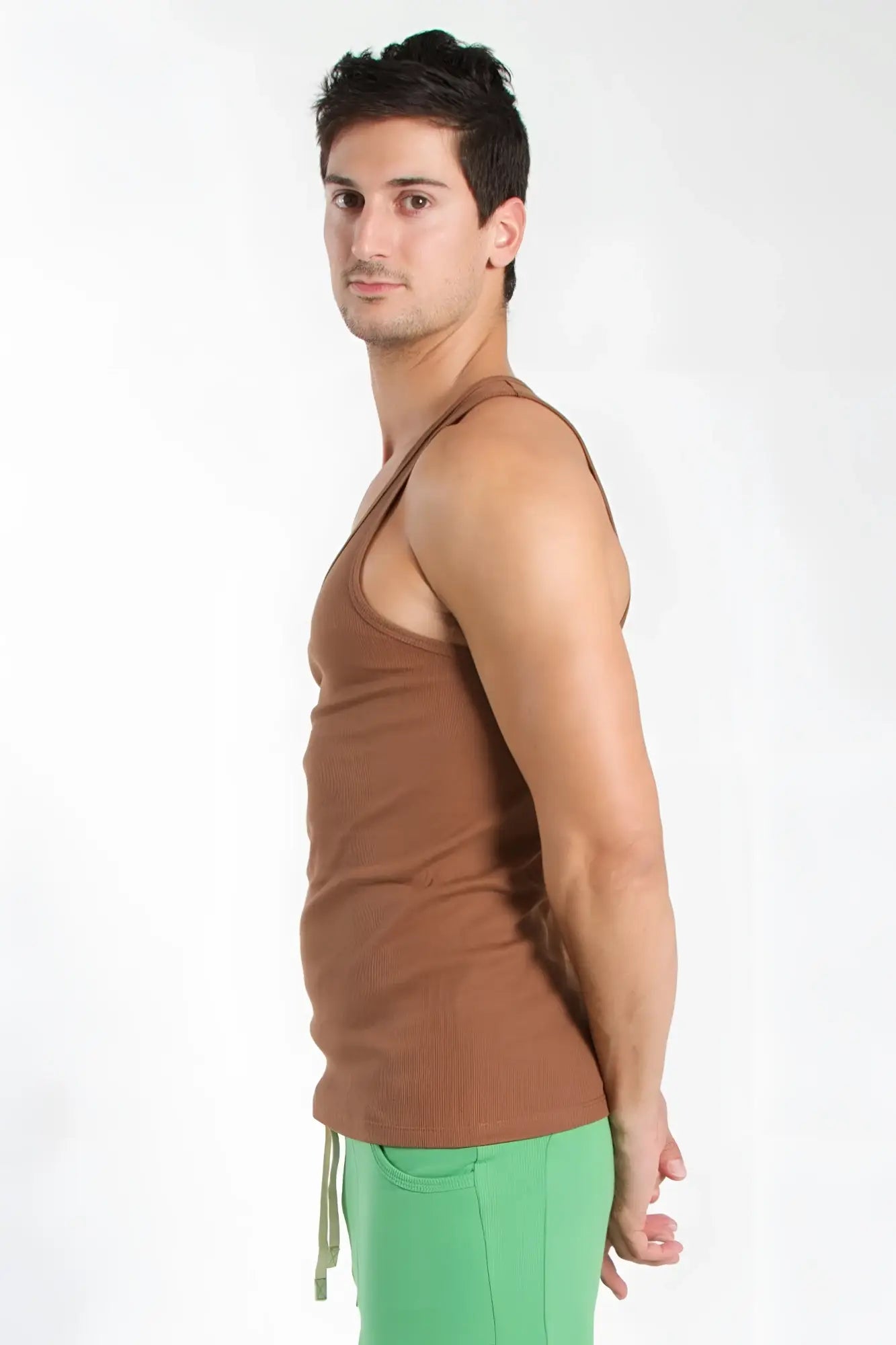 Edge Sustain tank top chocolate brown sleeveless fitted design made from sustainable material for casual wear