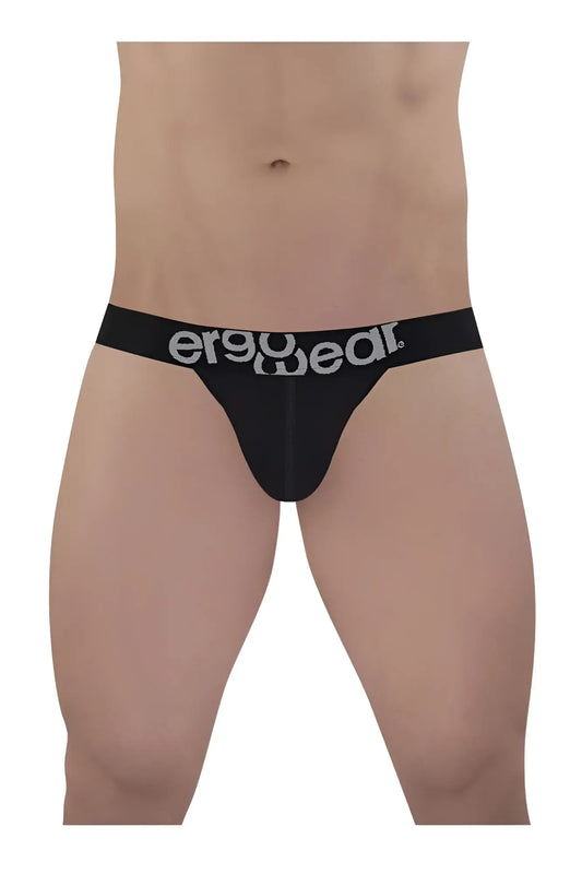 Black ergonomic briefs with silver ergo wear logo on waistband made of cotton for comfortable everyday use