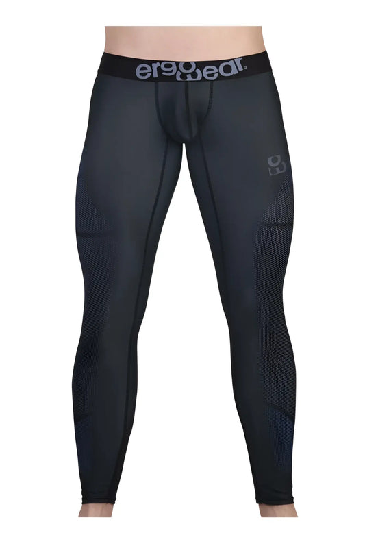 Black ergowear ew1606 max se compression leggings with textured pattern and logo on dark gray waistband