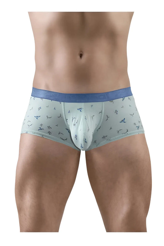 Light blue ergo wear ew1778 slk se trunks with subtle bird pattern and solid blue waistband for comfortable fit