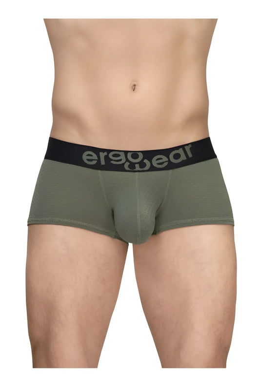 Olive green ergo wear ew1787 max flow ergonomic briefs with black waistband and gray logo