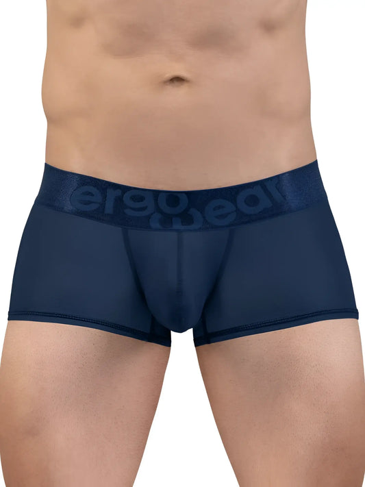 Navy blue ergonomic briefs with textured waistband and ergo wear logo designed for comfort and support