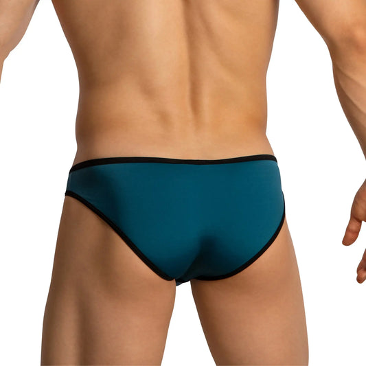 Teal feel fei022 bikini briefs with black trim showing the front design made of soft comfortable fabric
